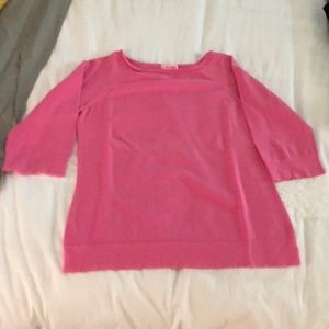 Lilly Pulitzer Pink Roll Collar Sweater 3/4 Length
